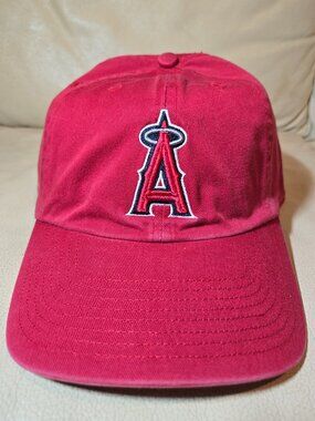 NWT Red California Angels Twins Enterprise Dad Cotton CleanUp Adjustable Hat Cap